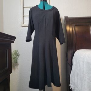 Black Ashley Stewart Plus Size 22/24 Strechy Midi Pullover Dress with 3/4 Sleeve